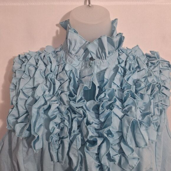 Debbie Shuchat Womens Victorian Sleeveless Blouse Ruffle Empire Coquette Size 12 - Picture 2 of 11